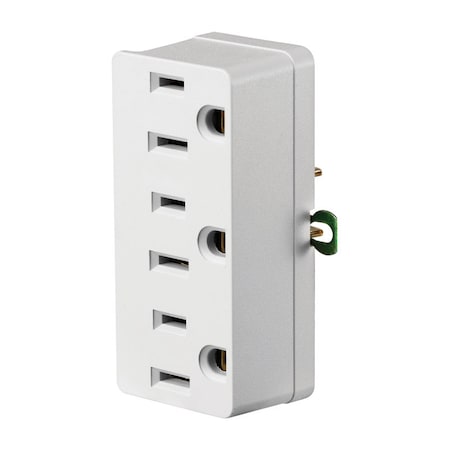 Leviton Plug Adapter, Outlet Tap, 5-15R, White 002-00698-00W